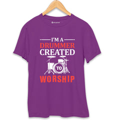 Drummer Created to Worship Music T-Shirt