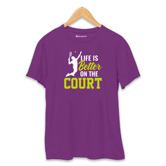 Life is Better on Court Tennis T-Shirt  Purple-XXL