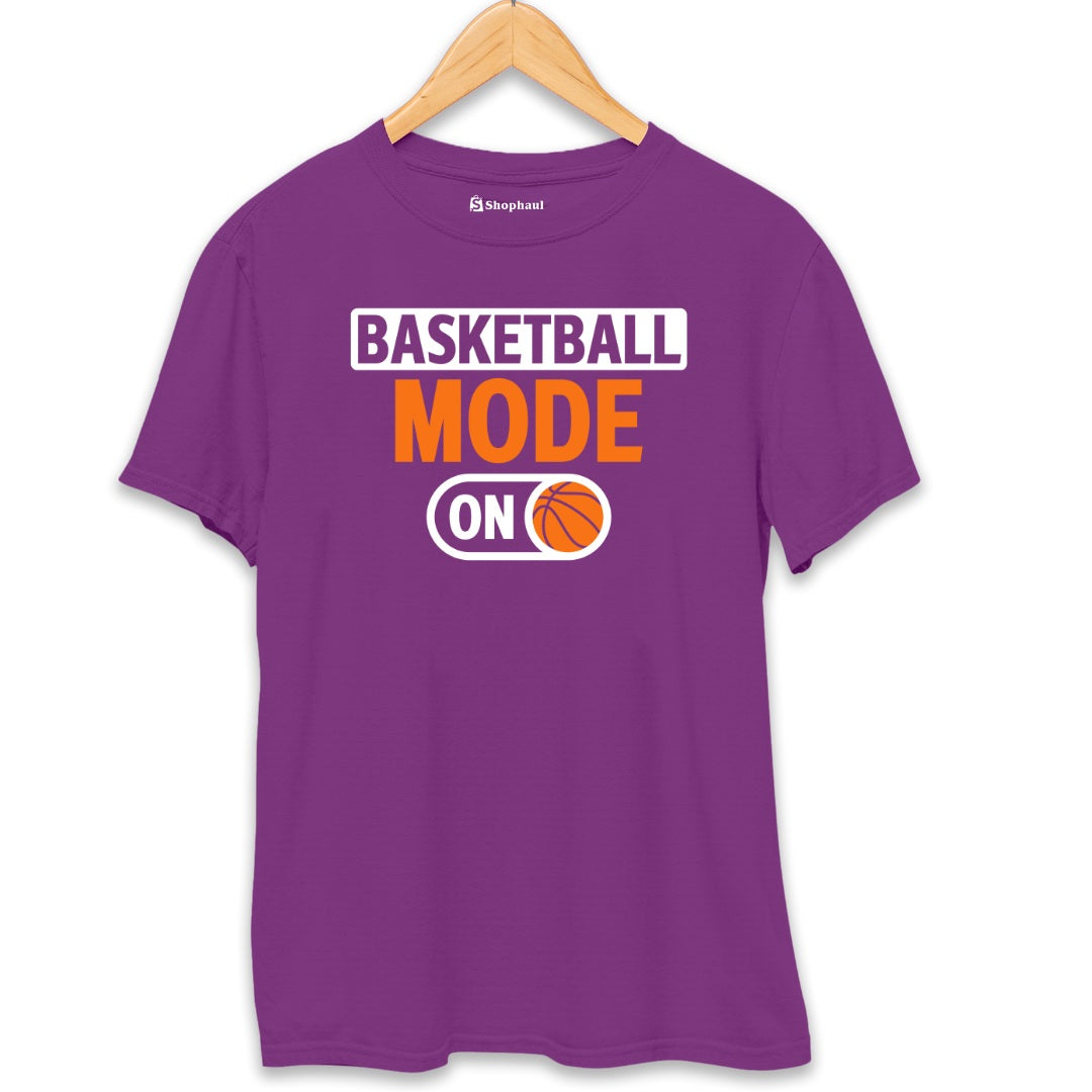 Basketball Mode On T-Shirt  Purple-XXL