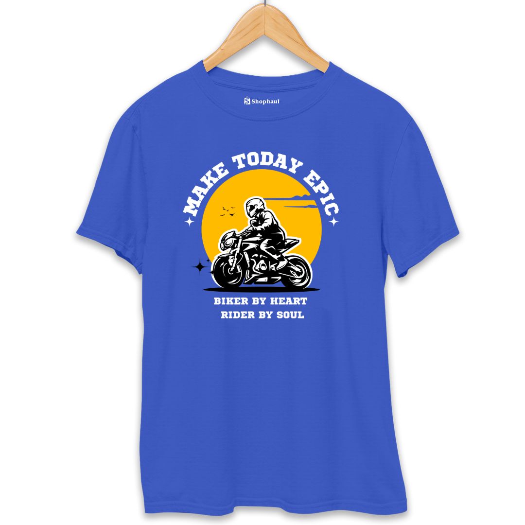 Make Today Epic Biker T-Shirt  Royal-Blue-XXL