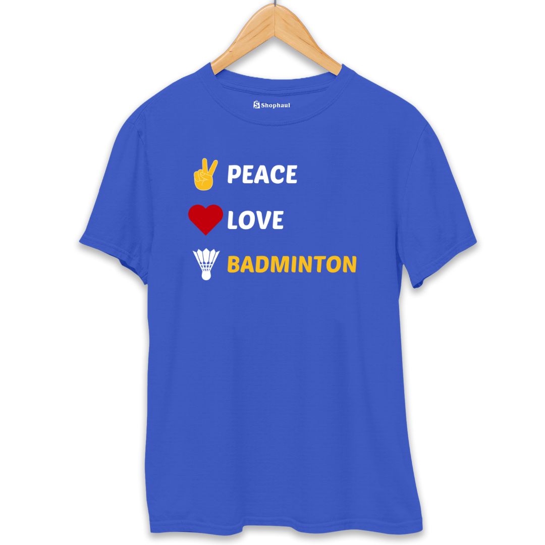 Peace Love Badminton T-Shirt  Royal-Blue-XXL