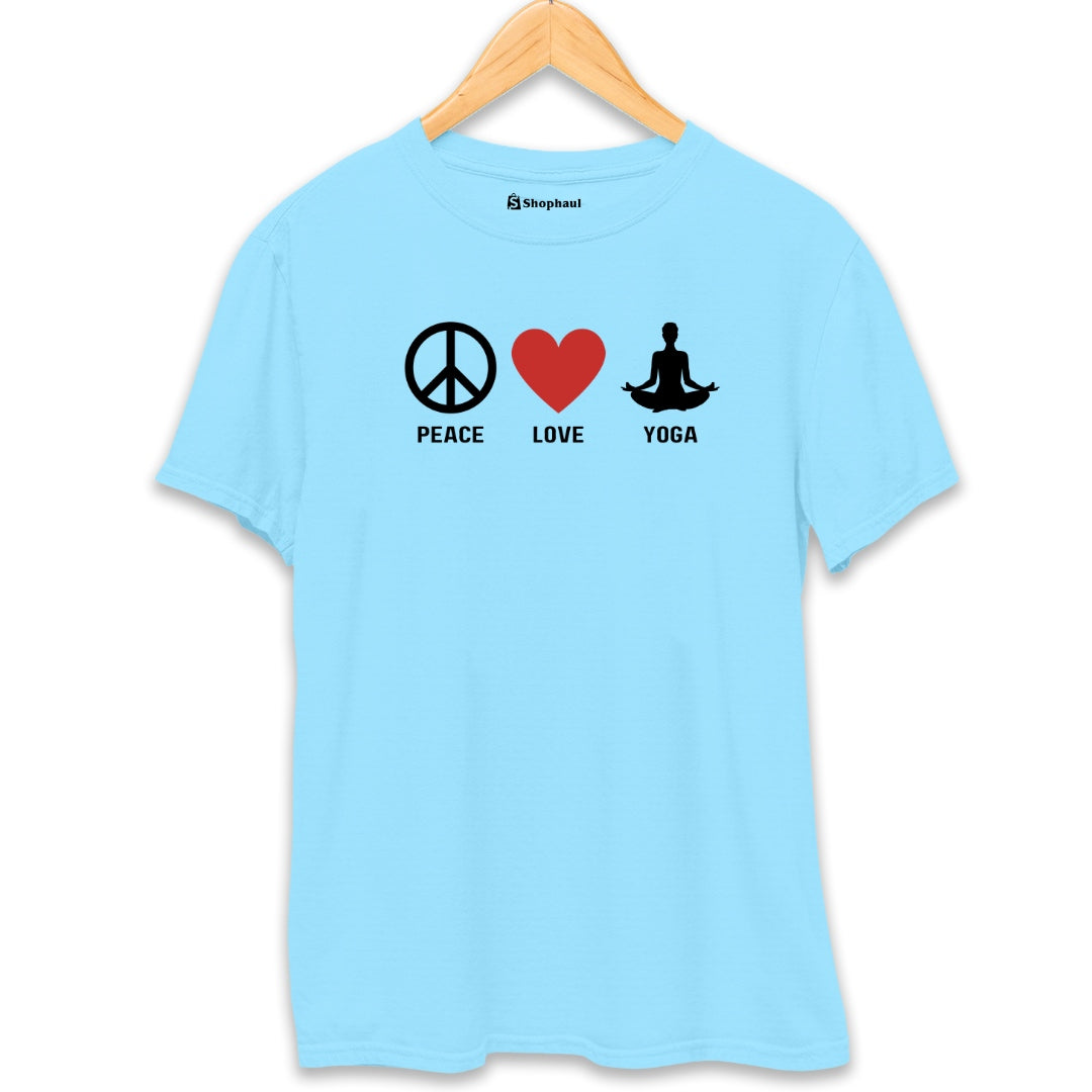 Peace Love Yoga T-Shirt  SkyBlue-XXL