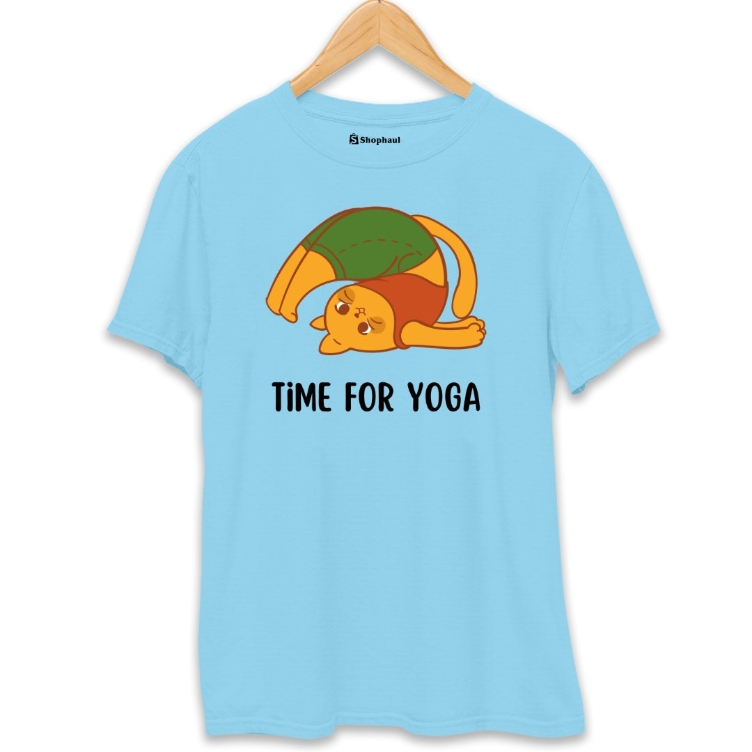 Time for Yoga Panda T-Shirt  SkyBlue-XXL