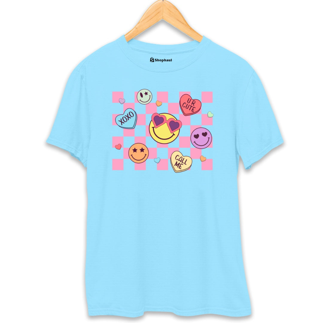 Valentine Smiley T-Shirt  SkyBlue-XXL