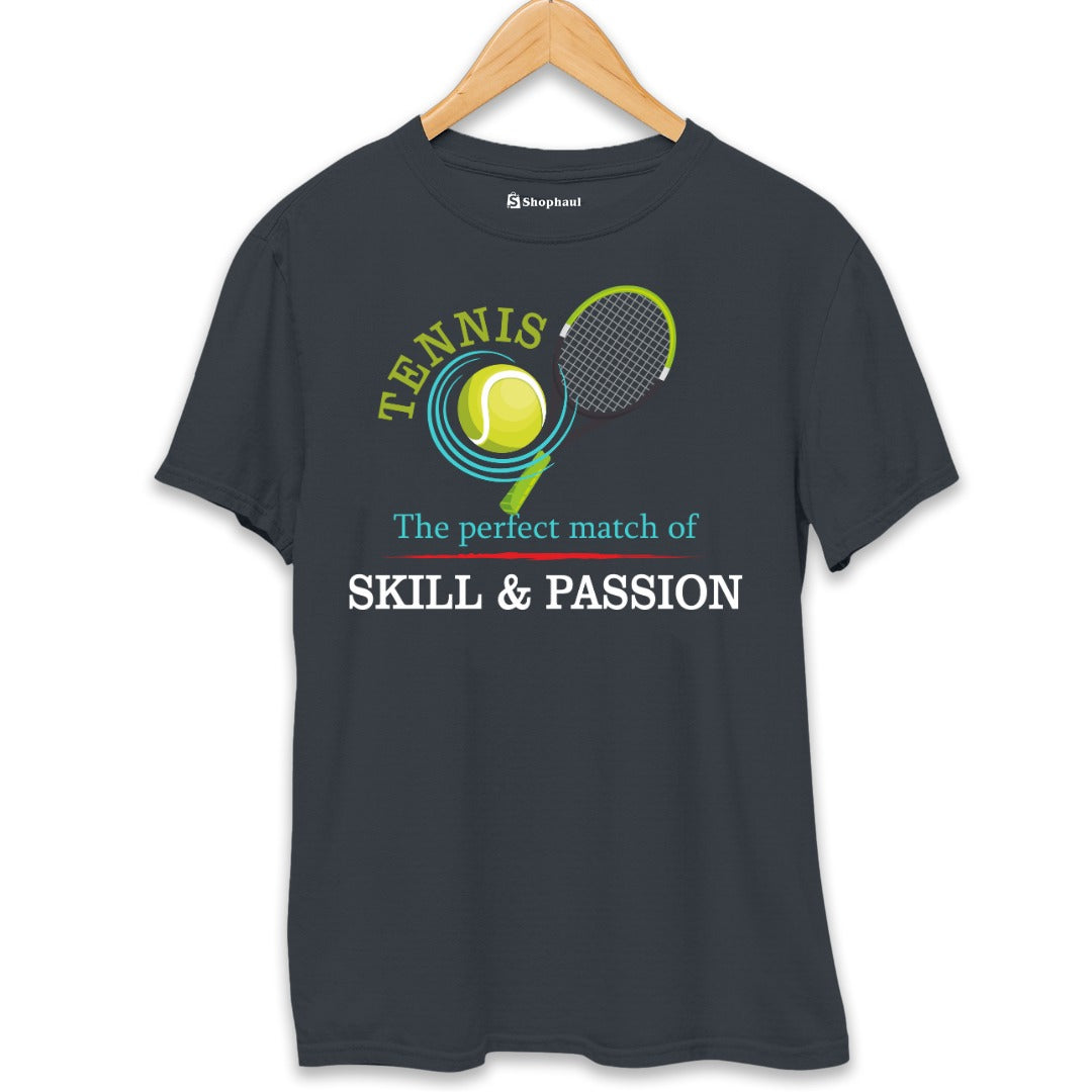 Tennis is perfect Match of Skill Passion T-Shirt  Steel-Grey-XXL