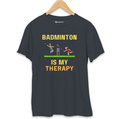 Badminton is My Therapy T-Shirt  Steel-Grey-XXL