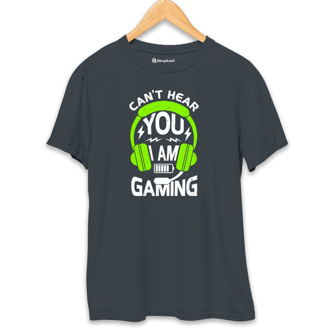 Can't Hear You I'am Gaming T-Shirt  Steel-Grey-XXL