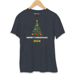 Merry Christmas Tree T-Shirt  Steel-Grey-XXL