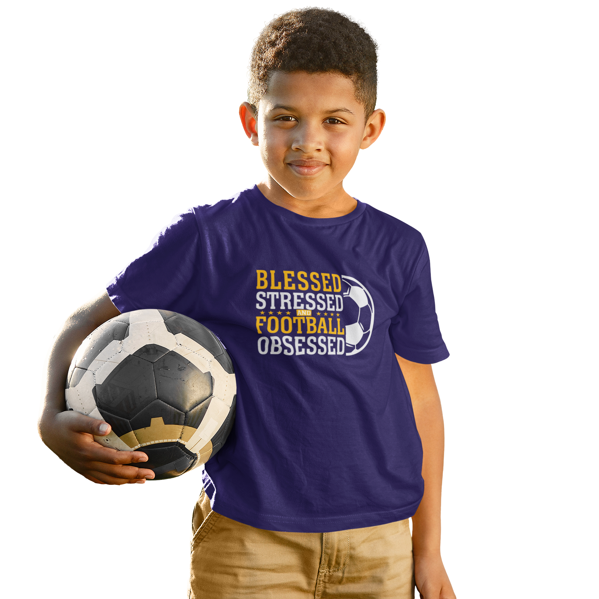 Kids Stressed Blessed Football T-Shirt 