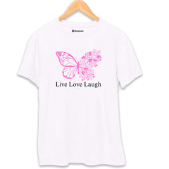 Live Love Laugh Butterfly T-Shirt  White-XXL