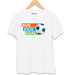 Run Kick Goal Football T-Shirt  White-XXL