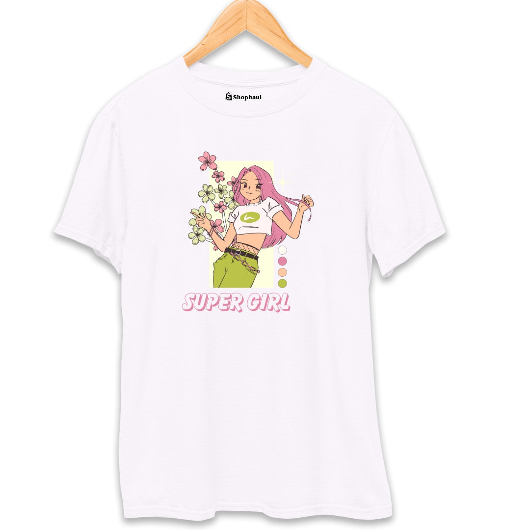 Super Girl T-Shirt  White-XXL