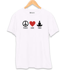 Peace Love Yoga T-Shirt  White-XXL