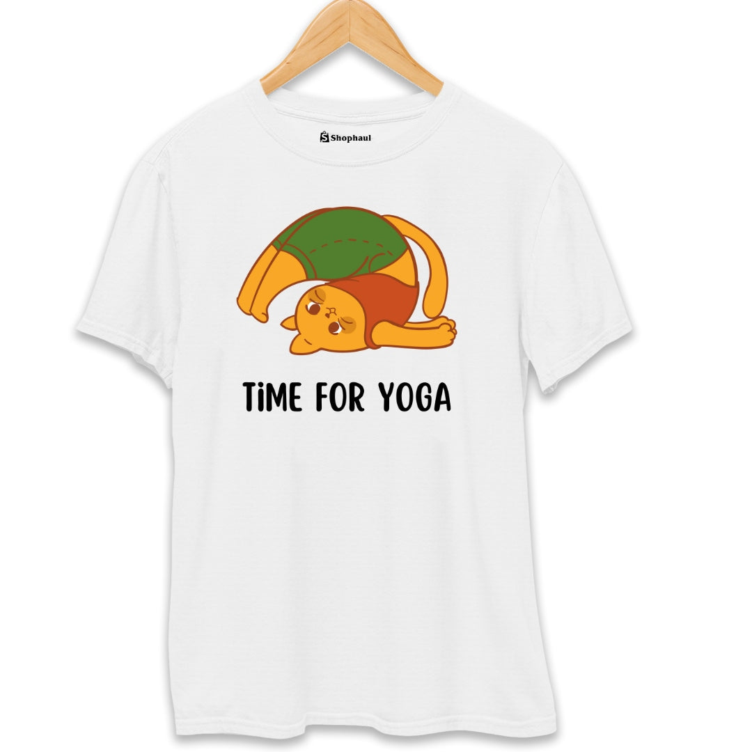 Time for Yoga Panda T-Shirt  White-XXL