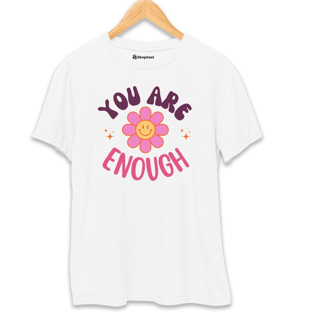 You are Enough Smiley T-Shirt  White-XXL