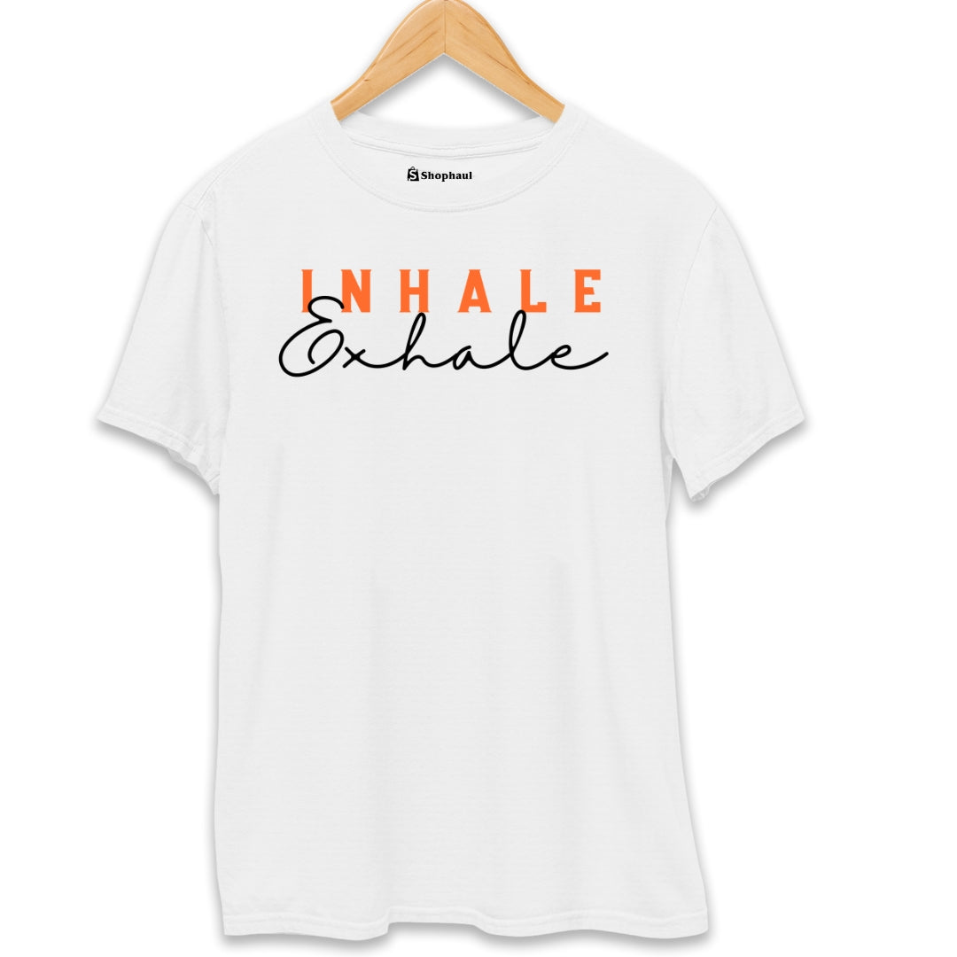 Inhale Exhale Yoga T-Shirt  White-XXL