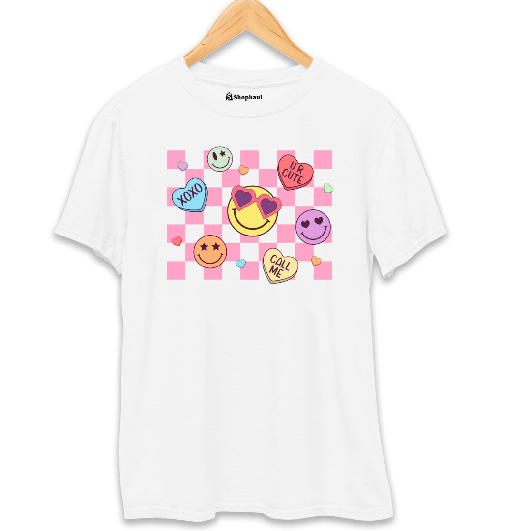 Valentine Smiley T-Shirt  White-XXL