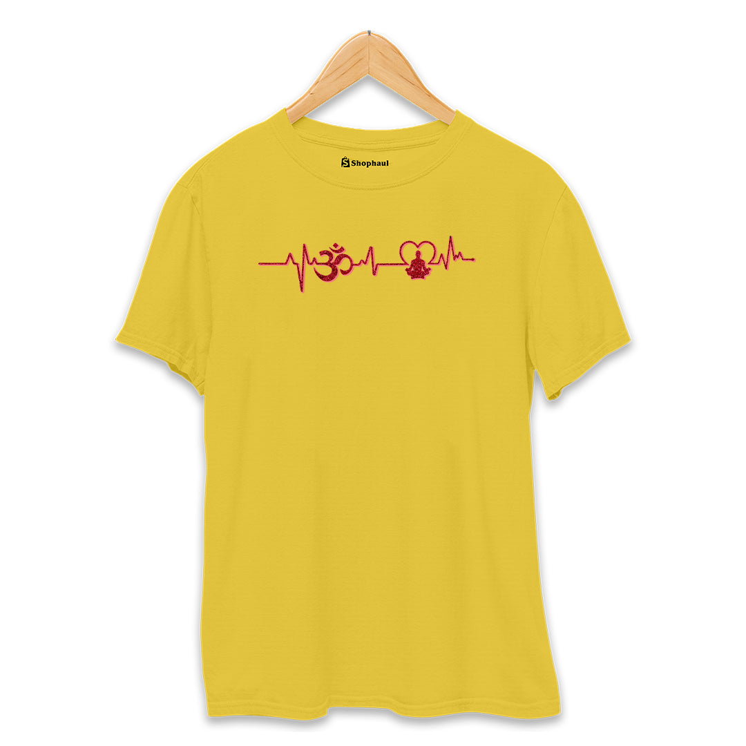 OM Heartbeat Yoga T-Shirt  Yellow-XXL