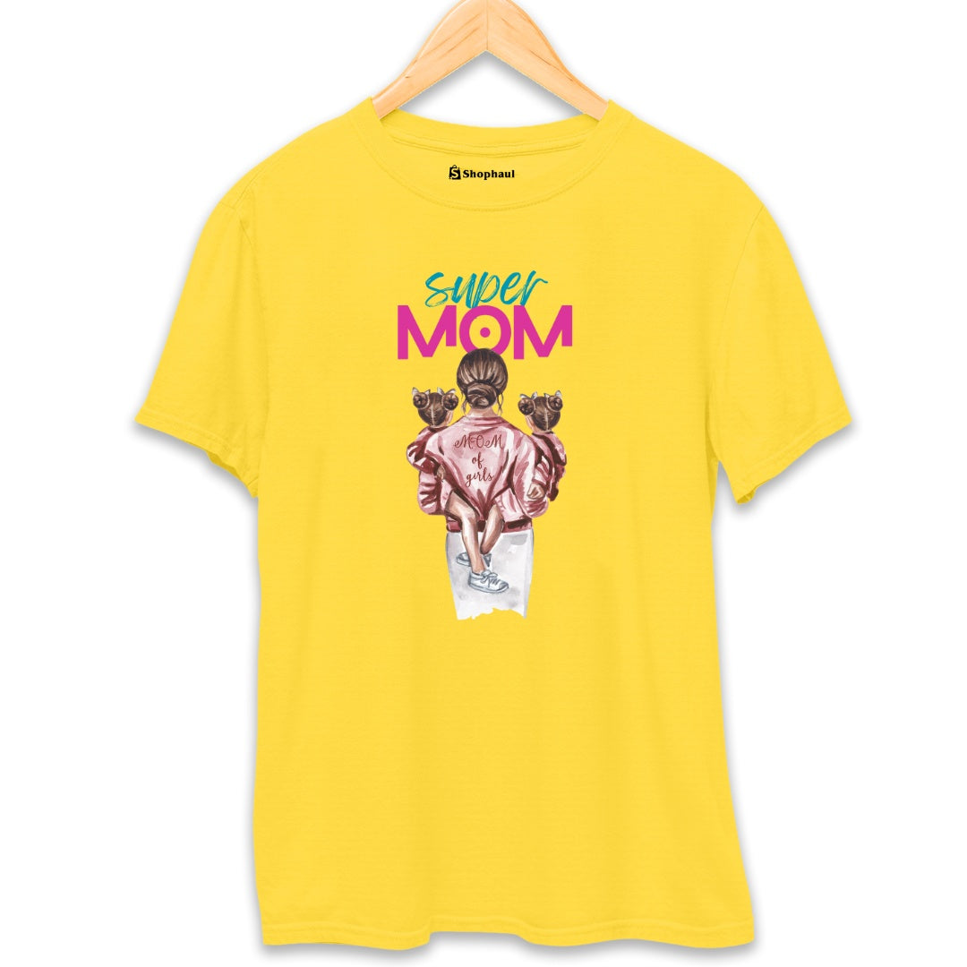 MOM of Girls T-Shirt  Yellow-XXL