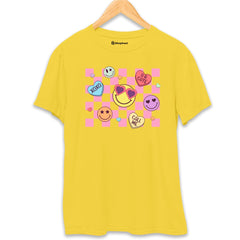 Valentine Smiley T-Shirt  Yellow-XXL