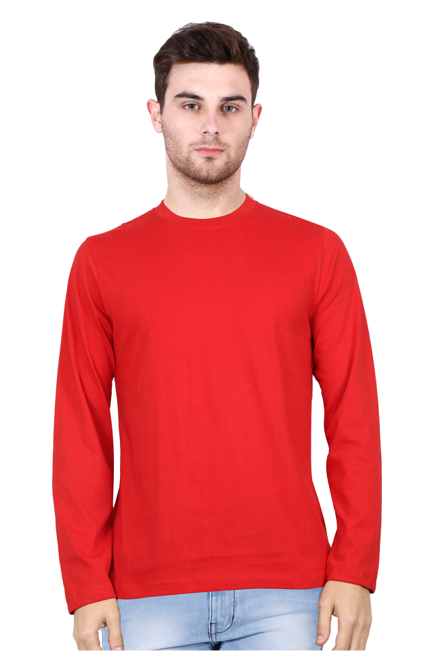 Red Full Sleeve Plain T-Shirt 