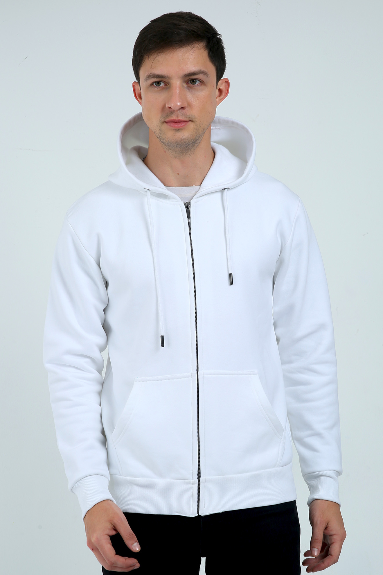 Heavyweight Zip Hooded Sweatshirt - White 