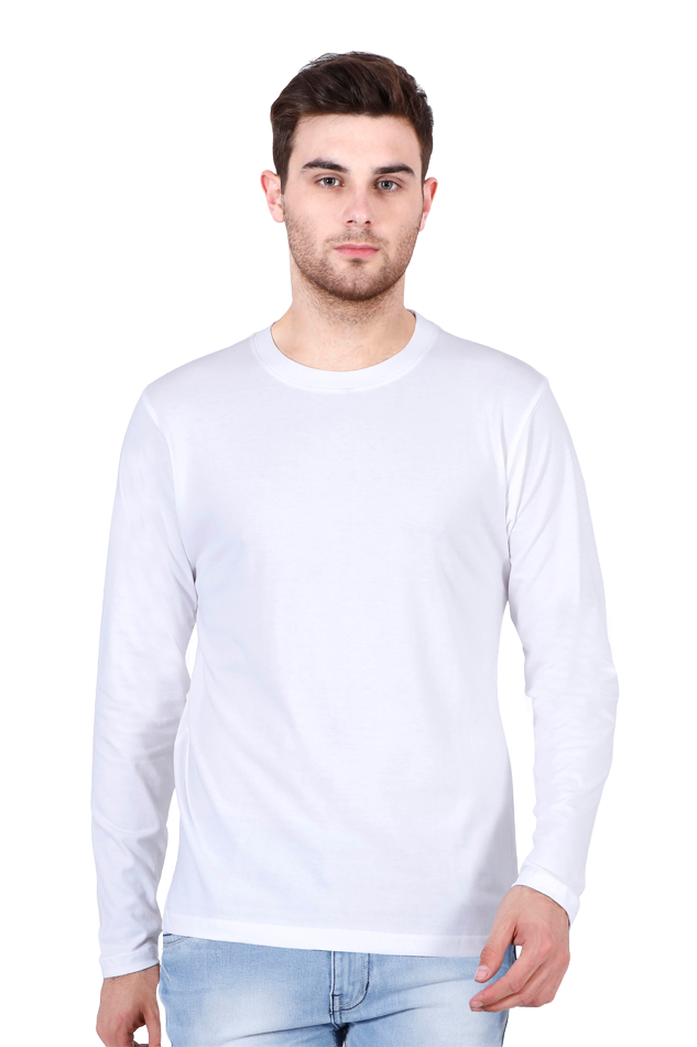 White Full Sleeve Plain T-Shirt 