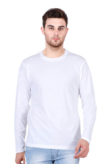 White Full Sleeve Plain T-Shirt 