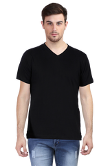 Black V Neck Plain T-Shirt 