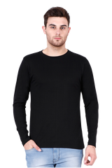 Black Full Sleeve Plain T-Shirt 