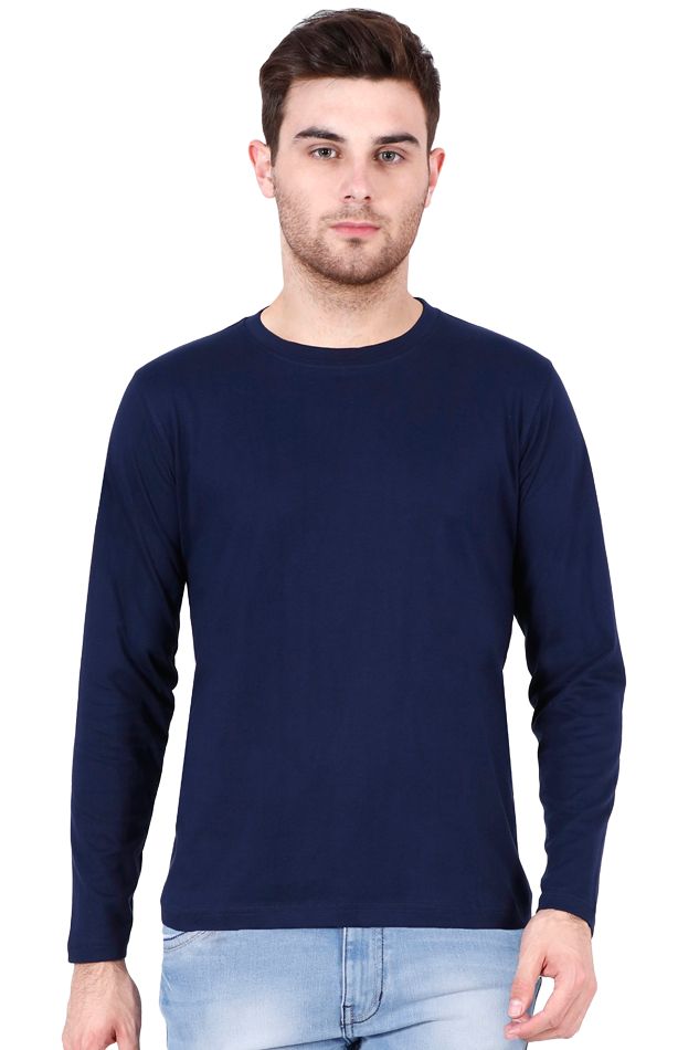 Navy Blue Full Sleeve Plain T-Shirt 